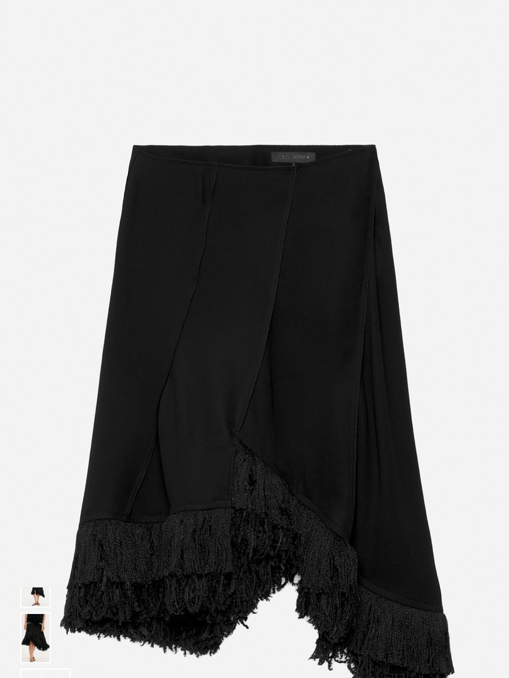 Zara NWT Black Asymmetric Fringed Skirt - The Item ref: 2270/143/800